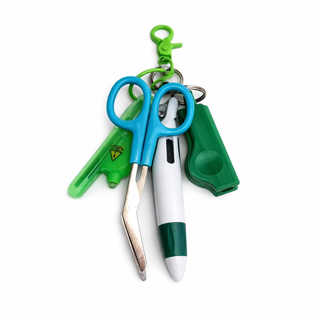 Nurse Badge Reel/Keychain Pen, Highlighter, and other Tools Set